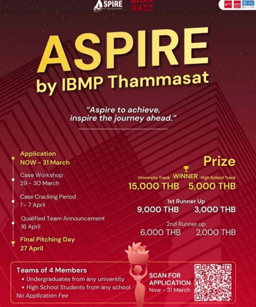 IBMP Thammasat Case Club ร่วมมือกับกับ Mediabuzz
บริษัท Affiliate Marketing ชั้นนำของไทย พร้อมโจทย์การแข่งขันสุด
เข้มข้น ที่จะทำให้คุณต้องคิดแตกต่าง สร้างสรรค์ไม่เหมือนใคร!
สมัครได้ตั้งแต่วันนี้ - 31 มี.ค.